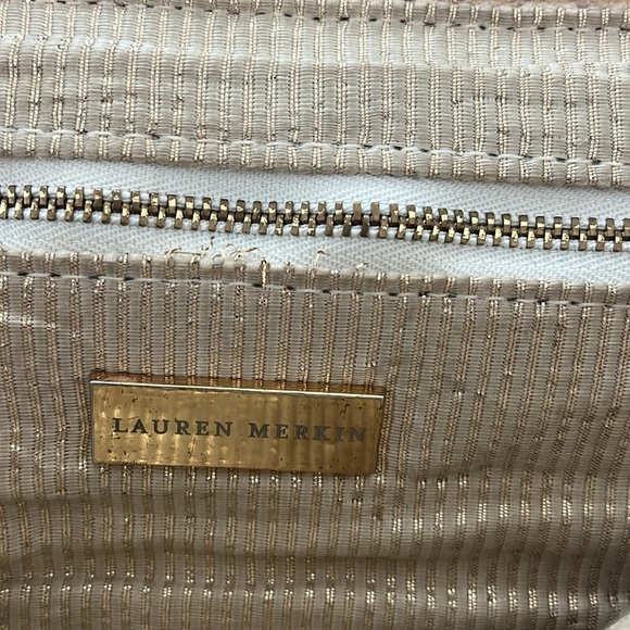 LAUREN MERKIN gold embossed python clutch
